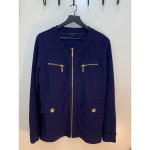 Boston Proper, Women's Blue & Gold Zip Up Blazer/Jacket, Large, Used